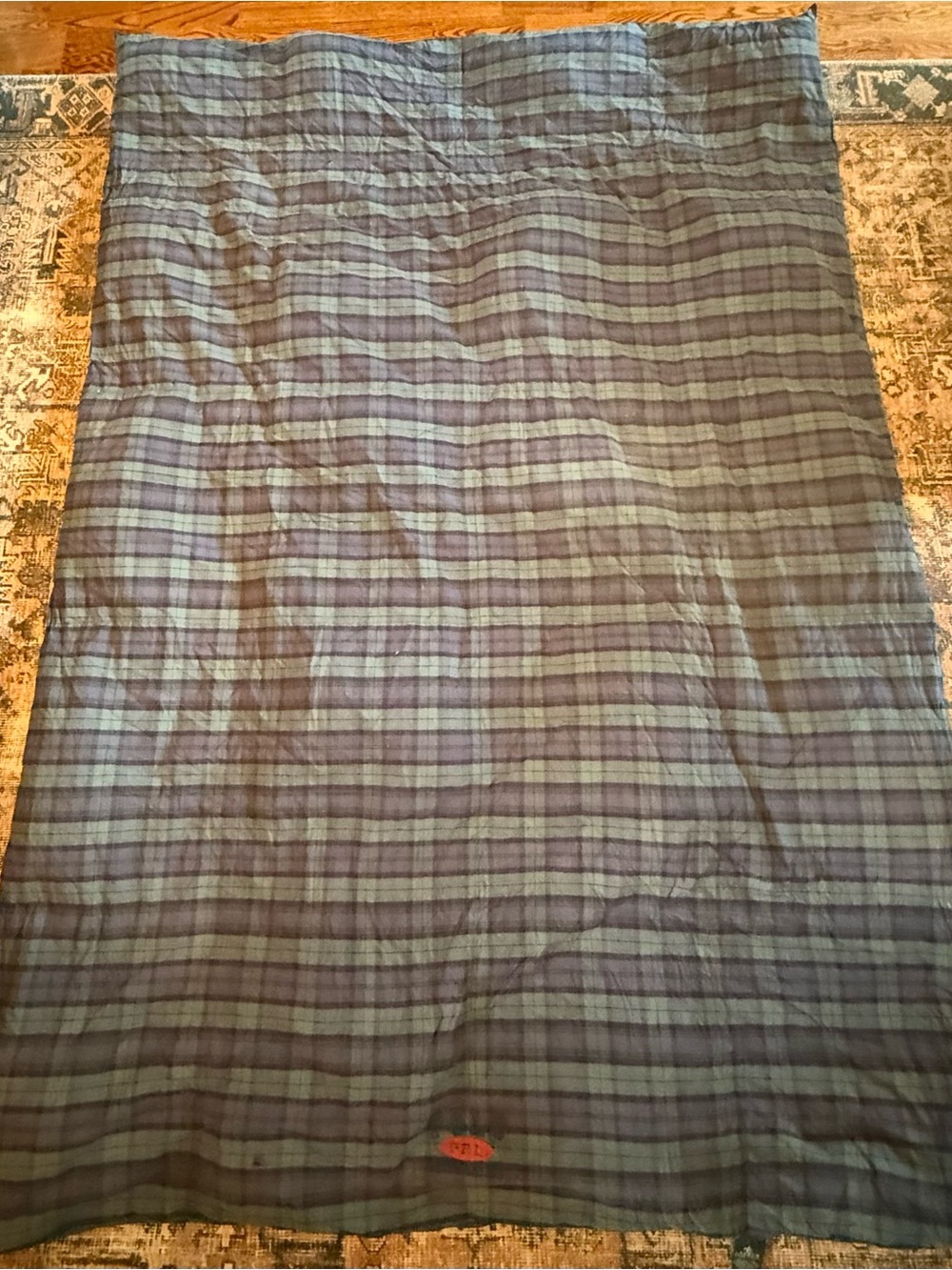 Ralph Lauren Black Watch Plaid VTG Comforter Navy Green Twin Polyester Fill